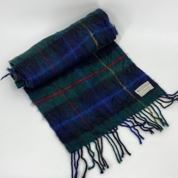 James Pringle Weavers Green Tartan Plaid Scarf 100% New Wool Scotland - Picture 1 of 3